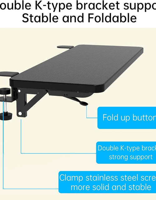Load image into Gallery viewer, OUGIC Ergonomics Desk Extender Tray, 29.5"X9.5" Punch-Free Clamp On, Foldable Keyboard Drawer Tray, Table Mount Arm Wrist Rest Shelf, Computer Elbow Arm Support
