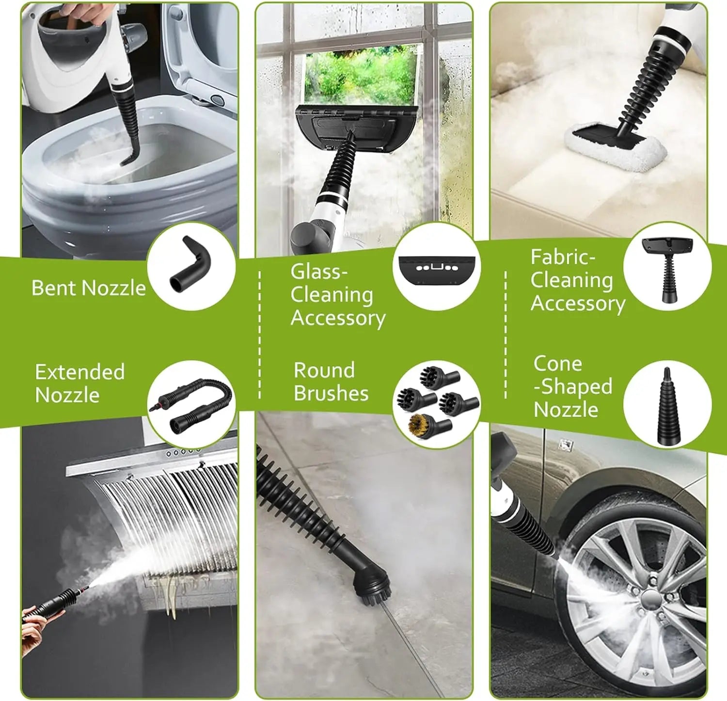 Pressurized Handheld Steam Cleaner & Rechargeable Spin Scrubber