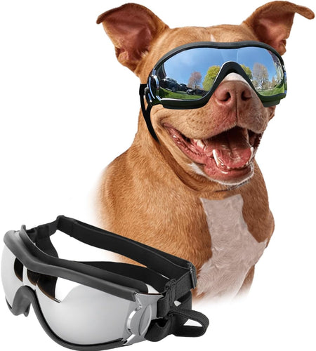 Dog Goggles Large Breed, Large Dog Sunglasses Eye Protection for Dogs Windproof Goggles for Medium Large Dog Riding Biking Driving, Black