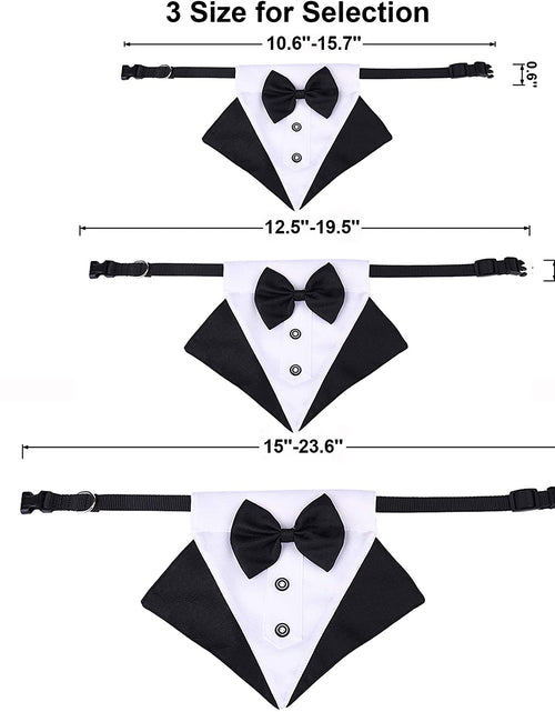 Load image into Gallery viewer, Formal Dog Tuxedo Wedding Dog Bandana Collar Dog Collar with Bow Tie Adjustable Dog Bowtie Collar Bandana for Medium Large Dog Pet (Large, Black&amp;White)
