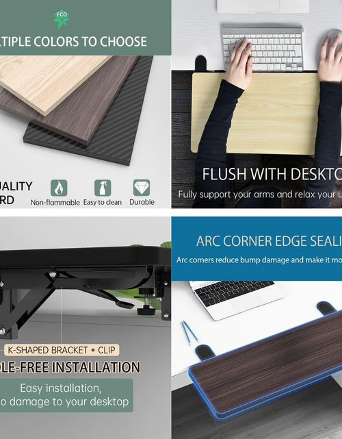 Load image into Gallery viewer, OUGIC Ergonomics Desk Extender Tray, 29.5"X9.5" Punch-Free Clamp On, Foldable Keyboard Drawer Tray, Table Mount Arm Wrist Rest Shelf, Computer Elbow Arm Support
