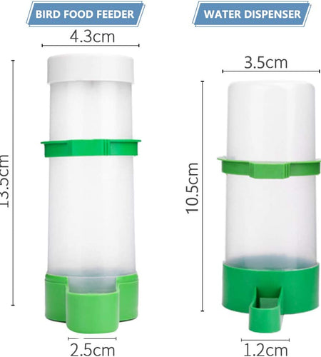 Bird Feeder, Bird Water Dispenser for Cage,  2PCS Automatic Bird Water Feeder with 1PCS Food Feeder for Cage Pet Parrot Budgie Lovebirds Cockatiel (2Pcs 90Ml + 1Pcs 150Ml)