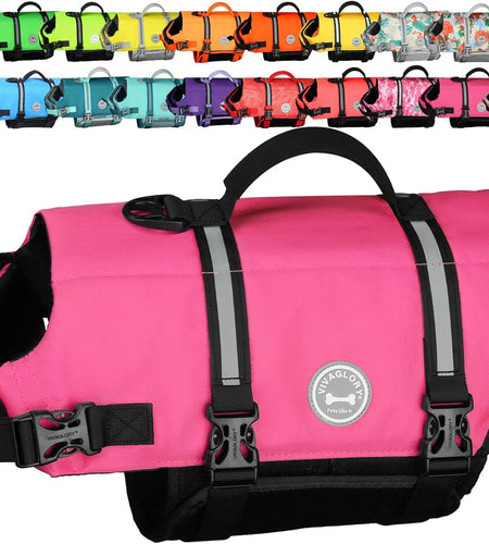 Ripstop Dog Life Vest, Reflective & Adjustable Life Jacket for Dogs with Rescue Handle for Swimming & Boating