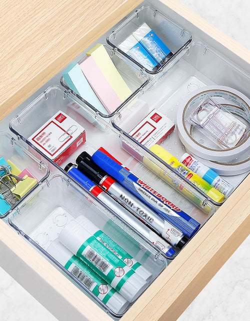 Load image into Gallery viewer, 16 PCS Drawer Organizer Set, 5 Varied Size Bathroom and Kitchen Drawer Cabinet Organizer Trays, Clear Storage Bins for Makeup, Jewelry, Utensils and Gadgets
